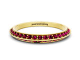 Yellow gold Double Row Pavé Round Garnet Eternity Band with Channel Setting_6