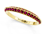 Yellow gold Double Row Pavé Round Garnet Eternity Band with Channel Setting_7