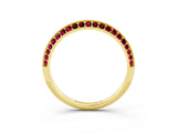 Yellow gold Double Row Pavé Round Garnet Eternity Band with Channel Setting_9