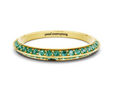 Yellow gold Double Row Pavé Round Green Sapphire Eternity Band with Channel Setting_29
