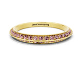 Yellow gold Double Row Pavé Round Morganite Eternity Band with Channel Setting_6