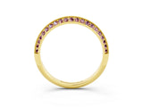 Yellow gold Double Row Pavé Round Morganite Eternity Band with Channel Setting_9