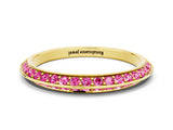 Yellow gold Double Row Pavé Round Pink Sapphire Eternity Band with Channel Setting_18