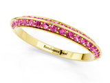 Yellow gold Double Row Pavé Round Pink Sapphire Eternity Band with Channel Setting_19