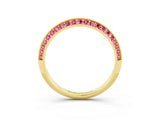 Yellow gold Double Row Pavé Round Pink Sapphire Eternity Band with Channel Setting_21