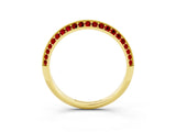 Yellow gold Double Row Pavé Round Ruby Eternity Band with Channel Setting_9