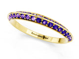 Yellow gold Double Row Pavé Round Tanzanite Eternity Band with Channel Setting_19