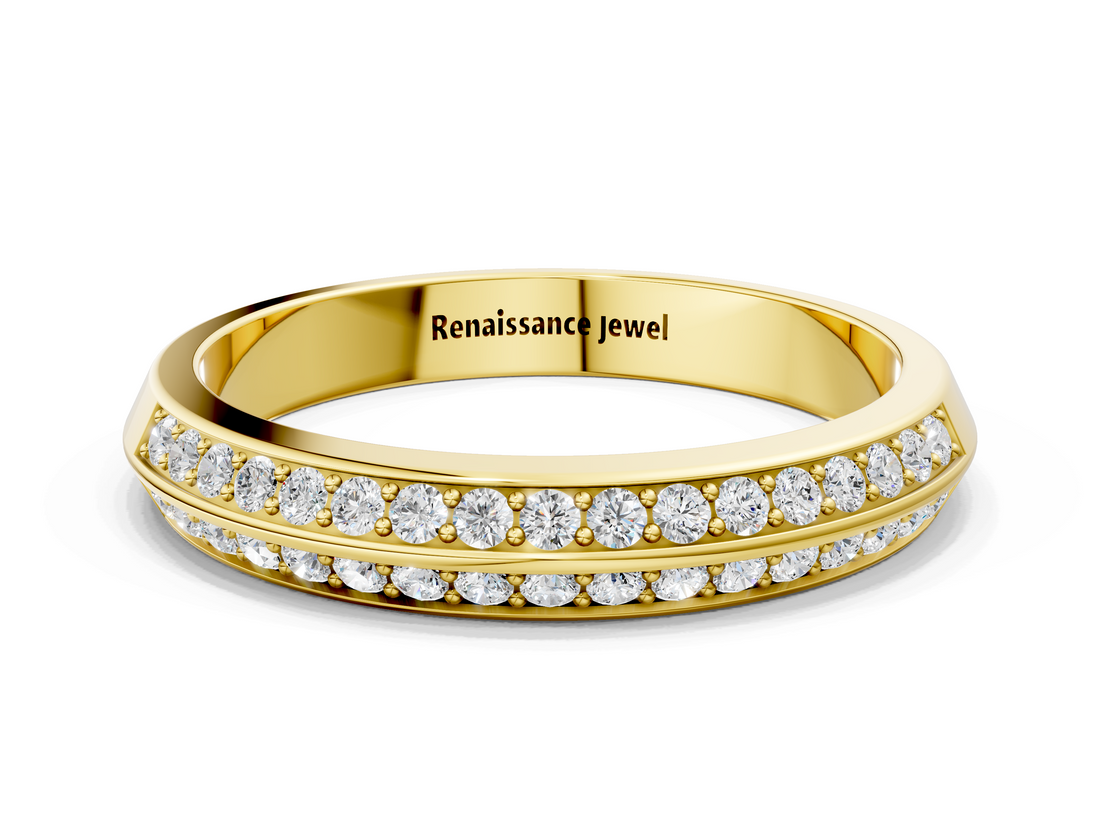 Yellow gold Double Row Round Diamond Channel Set Eternity Band_21