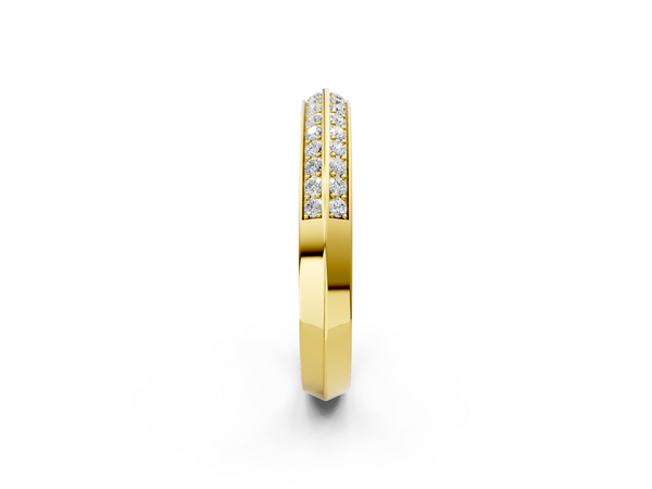 Yellow gold Double Row Round Diamond Channel Set Eternity Band