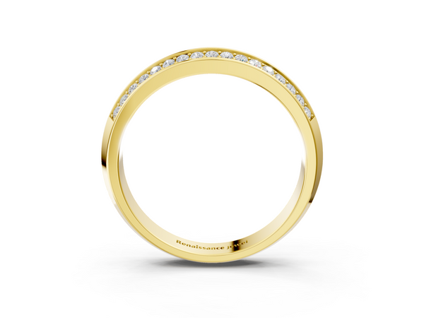 Yellow gold Double Row Round Diamond Channel Set Eternity Band