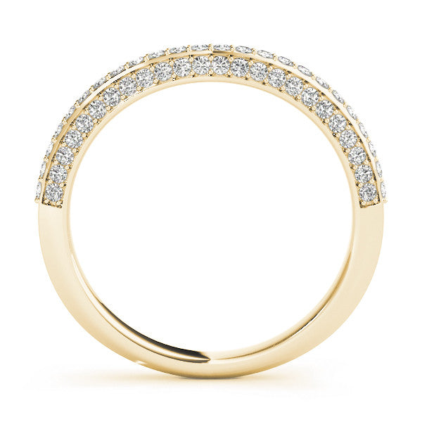 Yellow gold Double Row Round Diamond Pavé Curved Band 1