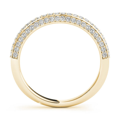 Yellow gold Double Row Round Diamond Pavé Curved Band 1