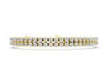 Yellow gold Double Row Round Diamond Tennis Bracelet with Prong Setting_2