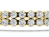 Yellow gold Double Row Round Diamond Tennis Bracelet with Prong Setting_3
