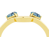 Yellow gold Dual Round Aquamarine Open Band Ring with Prong Setting_10