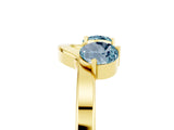 Yellow gold Dual Round Aquamarine Open Band Ring with Prong Setting_11