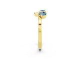 Yellow gold Dual Round Aquamarine Open Band Ring with Prong Setting_8