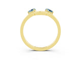 Yellow gold Dual Round Aquamarine Open Band Ring with Prong Setting_9