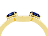 Yellow gold Dual Round Blue Sapphire Open Band Ring with Prong Setting_10