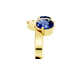 Yellow gold Dual Round Blue Sapphire Open Band Ring with Prong Setting_11