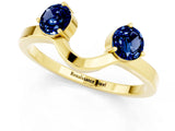 Yellow gold Dual Round Blue Sapphire Open Band Ring with Prong Setting_7