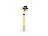 Yellow gold Dual Round Blue Sapphire Open Band Ring with Prong Setting_8