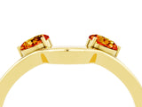 Yellow gold Dual Round Citrine Open Band Ring with Prong Setting_10