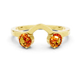 Yellow gold Dual Round Citrine Open Band Ring with Prong Setting_6