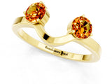 Yellow gold Dual Round Citrine Open Band Ring with Prong Setting_7