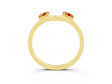 Yellow gold Dual Round Citrine Open Band Ring with Prong Setting_9