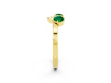 Yellow gold Dual Round Emerald Open Band Ring with Prong Setting_8