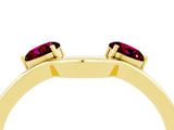 Yellow gold Dual Round Garnet Open Band Ring with Prong Setting_10