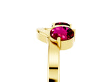 Yellow gold Dual Round Garnet Open Band Ring with Prong Setting_11