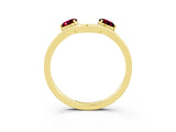 Yellow gold Dual Round Garnet Open Band Ring with Prong Setting_9