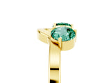 Yellow gold Dual Round Green Sapphire Open Band Ring with Prong Setting_11