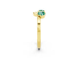 Yellow gold Dual Round Green Sapphire Open Band Ring with Prong Setting_8