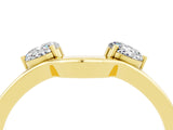 Yellow gold Dual Round Moissanite Open Band Ring with Prong Setting_10