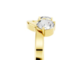 Yellow gold Dual Round Moissanite Open Band Ring with Prong Setting_11