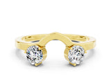 Yellow gold Dual Round Moissanite Open Band Ring with Prong Setting_6