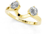 Yellow gold Dual Round Moissanite Open Band Ring with Prong Setting_7