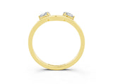 Yellow gold Dual Round Moissanite Open Band Ring with Prong Setting_9
