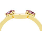 Yellow gold Dual Round Morganite Open Band Ring with Prong Setting_10