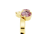 Yellow gold Dual Round Morganite Open Band Ring with Prong Setting_11