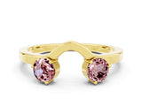 Yellow gold Dual Round Morganite Open Band Ring with Prong Setting_6