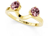 Yellow gold Dual Round Morganite Open Band Ring with Prong Setting_7
