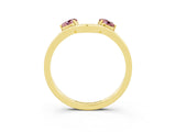 Yellow gold Dual Round Morganite Open Band Ring with Prong Setting_9