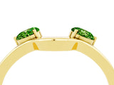 Yellow gold Dual Round Peridot Open Band Ring with Prong Setting_10