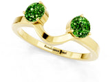 Yellow gold Dual Round Peridot Open Band Ring with Prong Setting_7