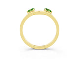 Yellow gold Dual Round Peridot Open Band Ring with Prong Setting_9