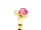 Yellow gold Dual Round Pink Sapphire Open Band Ring with Prong Setting_23